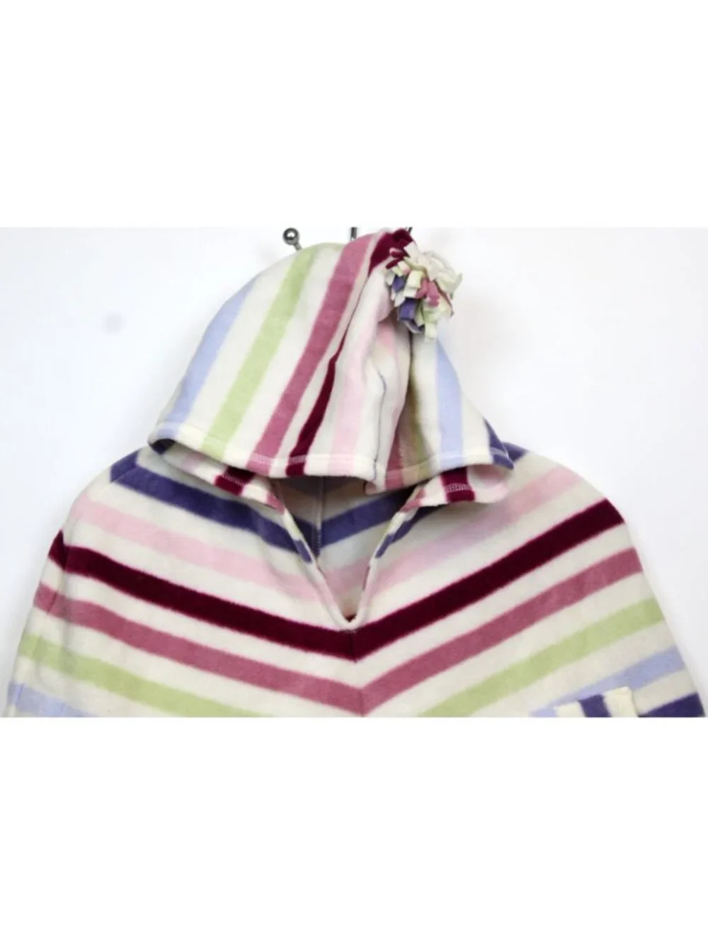 2005 Gymboree Winter Princess Striped Fleece Poncho Hooded Pockets sz Lg 10/12